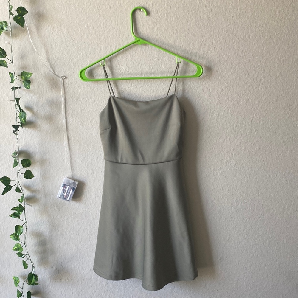 Streetwear Society Forrest Green Spaghetti Strap Mini Dress